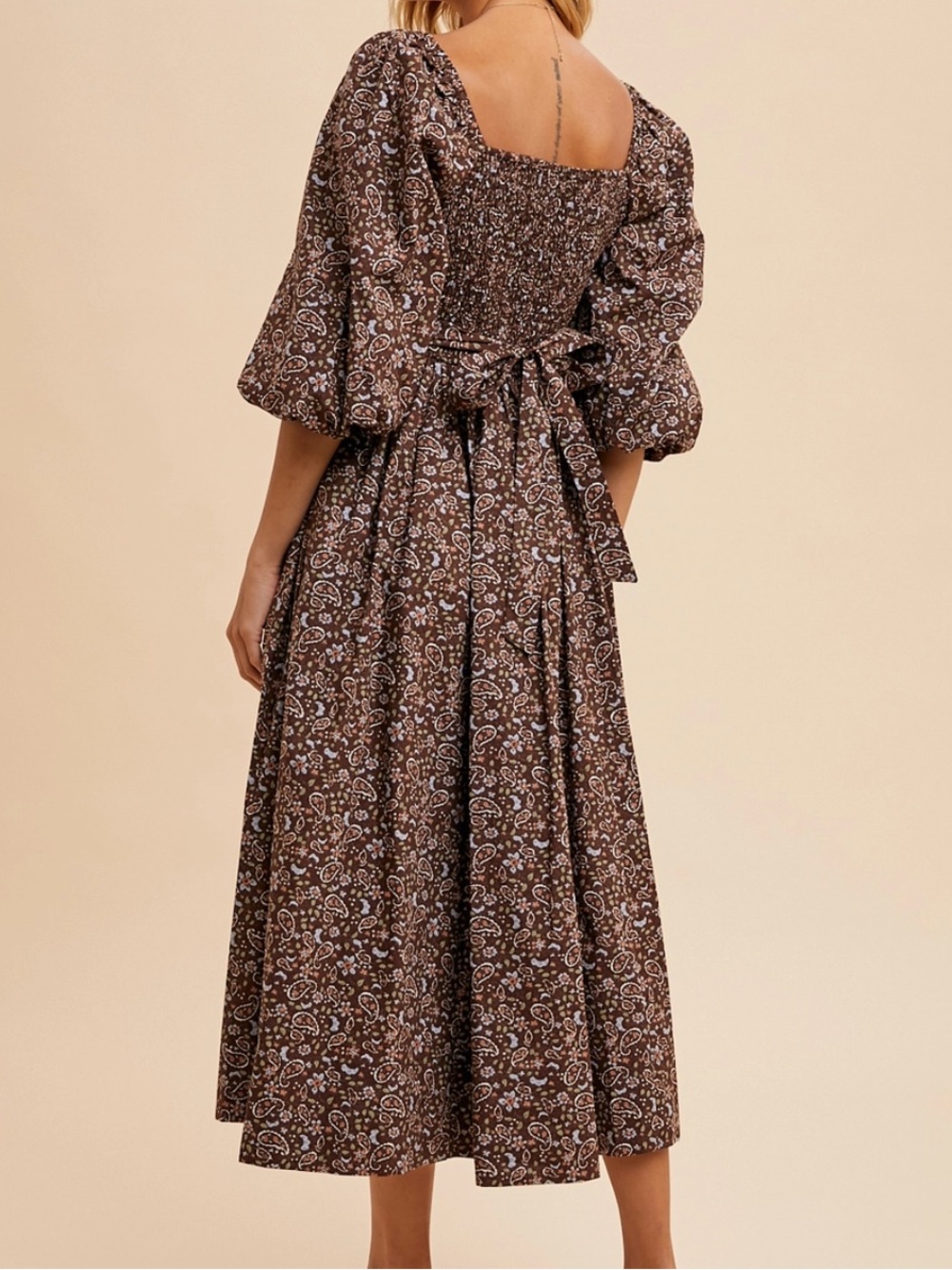 In Loom Floral Paisley Dress in in Brown Sz L - Picture 2 of 8